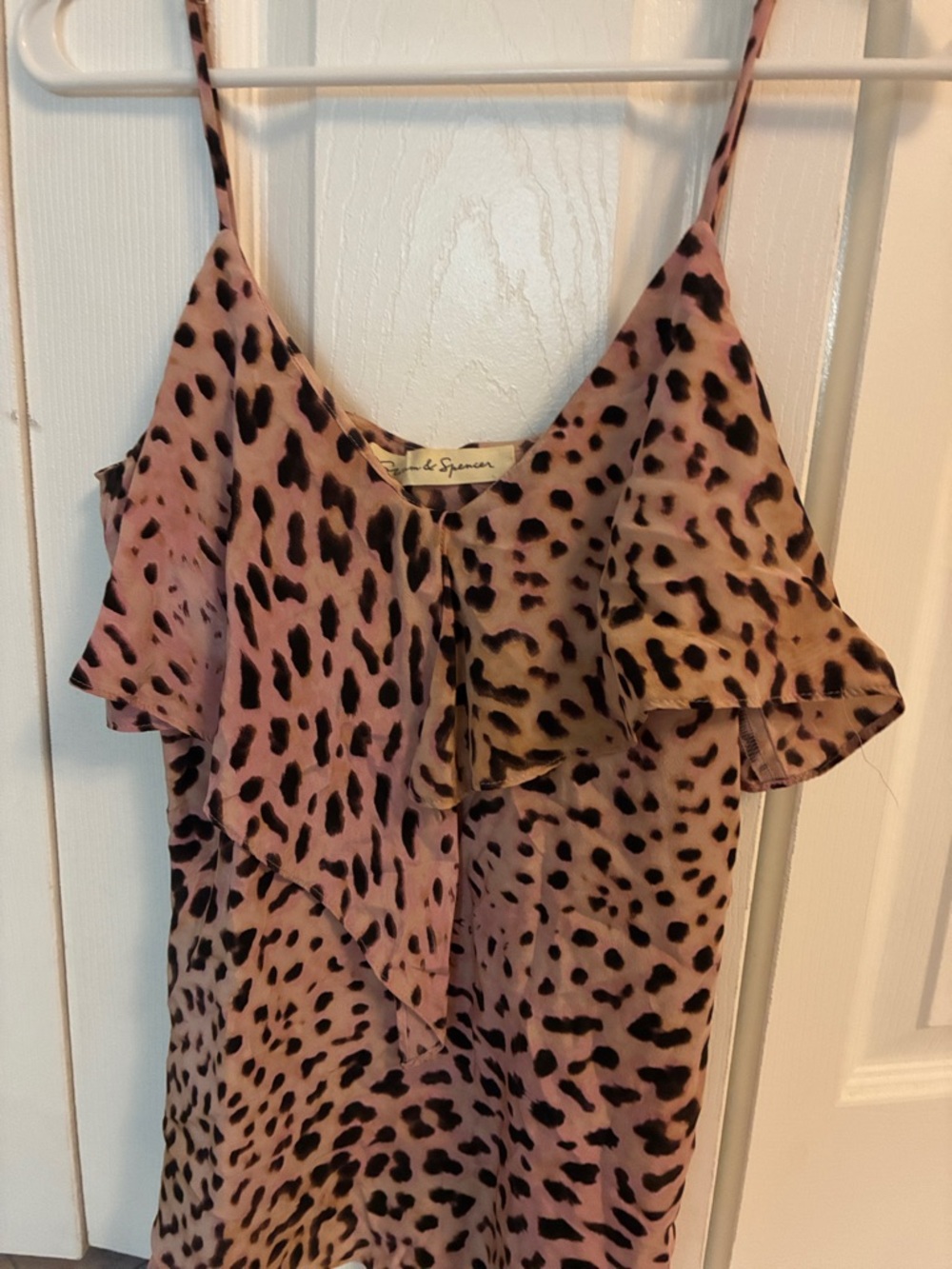 Cupcakes and Cashmere Pink Leopard-Print Ruffle Cami